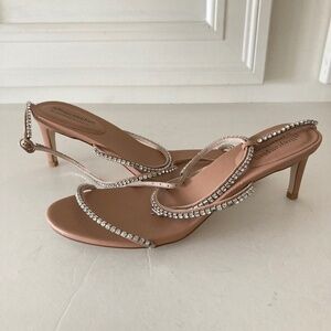 NWOT Jeffery Campbell Anthropologie Cadeau Nude Jeweled Strapy Heels Sz 10